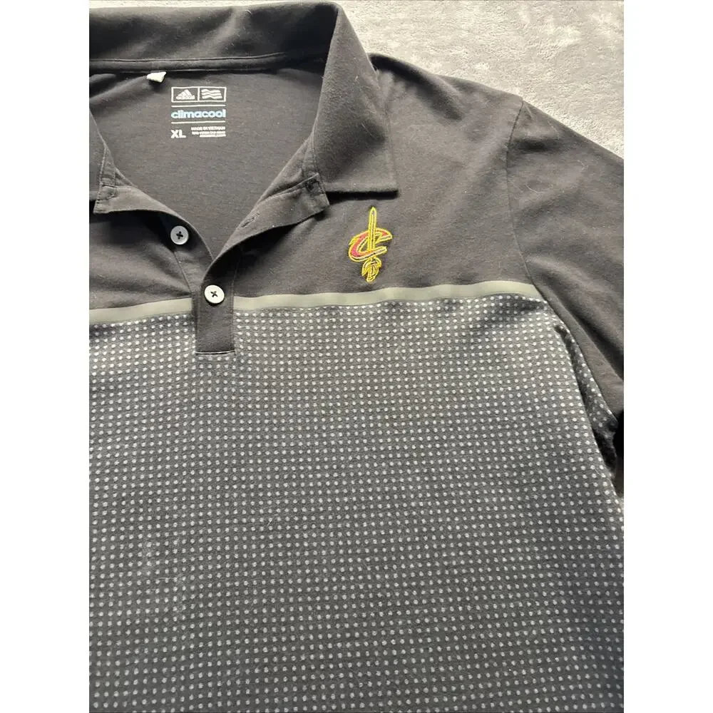 Cleveland Cavaliers Adidas Climalite Polo Shirt Grey&Black S/S Men's SZ XL